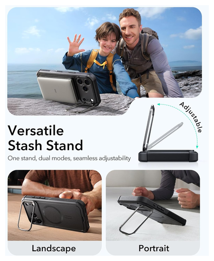 ESR Cyber Tough iPhone 17 Pro Hoesje Stand MagSafe Back Cover Zwart afbeelding 5