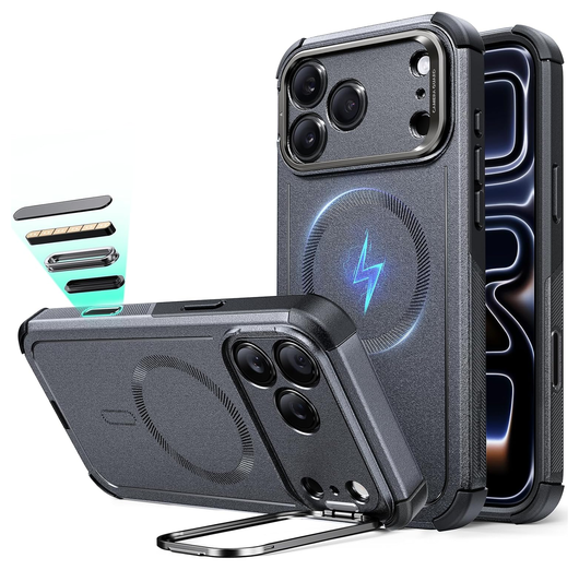 ESR Cyber Tough iPhone 17 Pro Hoesje Stand MagSafe Back Cover Grijs afbeelding 1