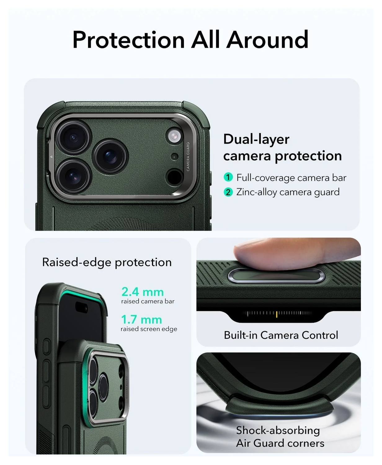 ESR Cyber Tough iPhone 17 Pro Max Hoesje Stand MagSafe Back Cover Groen afbeelding 3