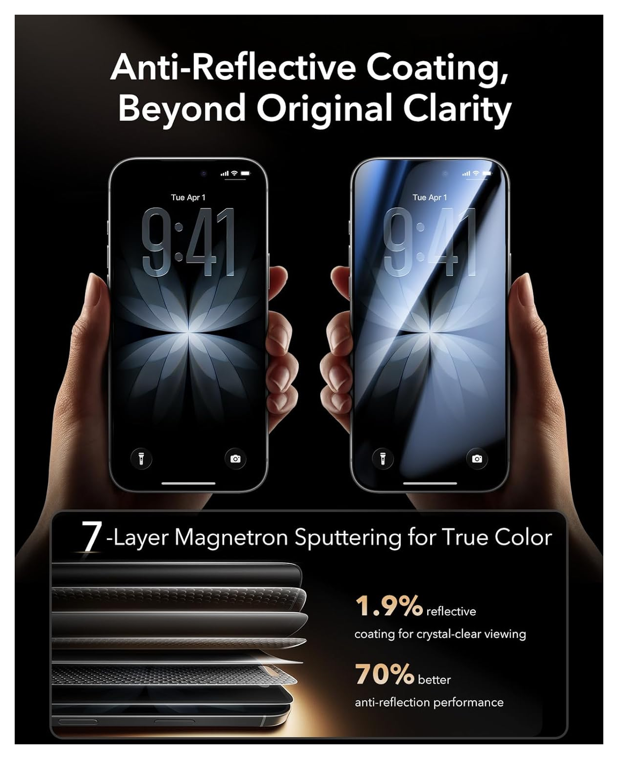 ESR UltraFit Armorite Pro Privacy iPhone 17 / 16 Pro Screen Protector (3-Pack) afbeelding 4