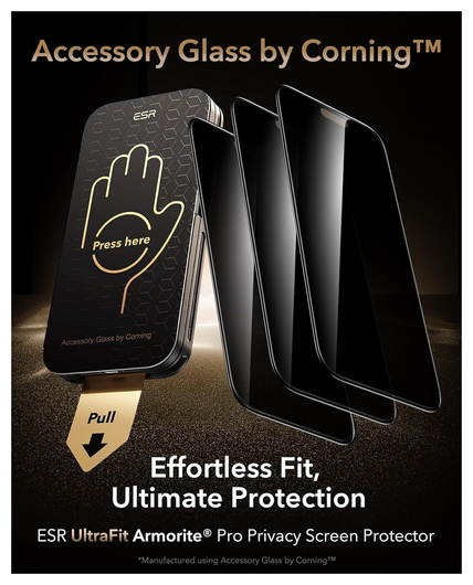 ESR UltraFit Armorite Pro Privacy iPhone 17 / 16 Pro Screen Protector (3-Pack) afbeelding 2