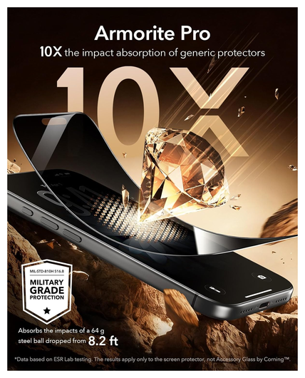 ESR UltraFit Armorite Pro Privacy iPhone 17 / 16 Pro Screen Protector (3-Pack) afbeelding 6