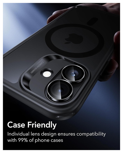 ESR Armorite Apple iPhone 17 / 16 / 16 Plus Camera Lens Protector Zwart afbeelding 7