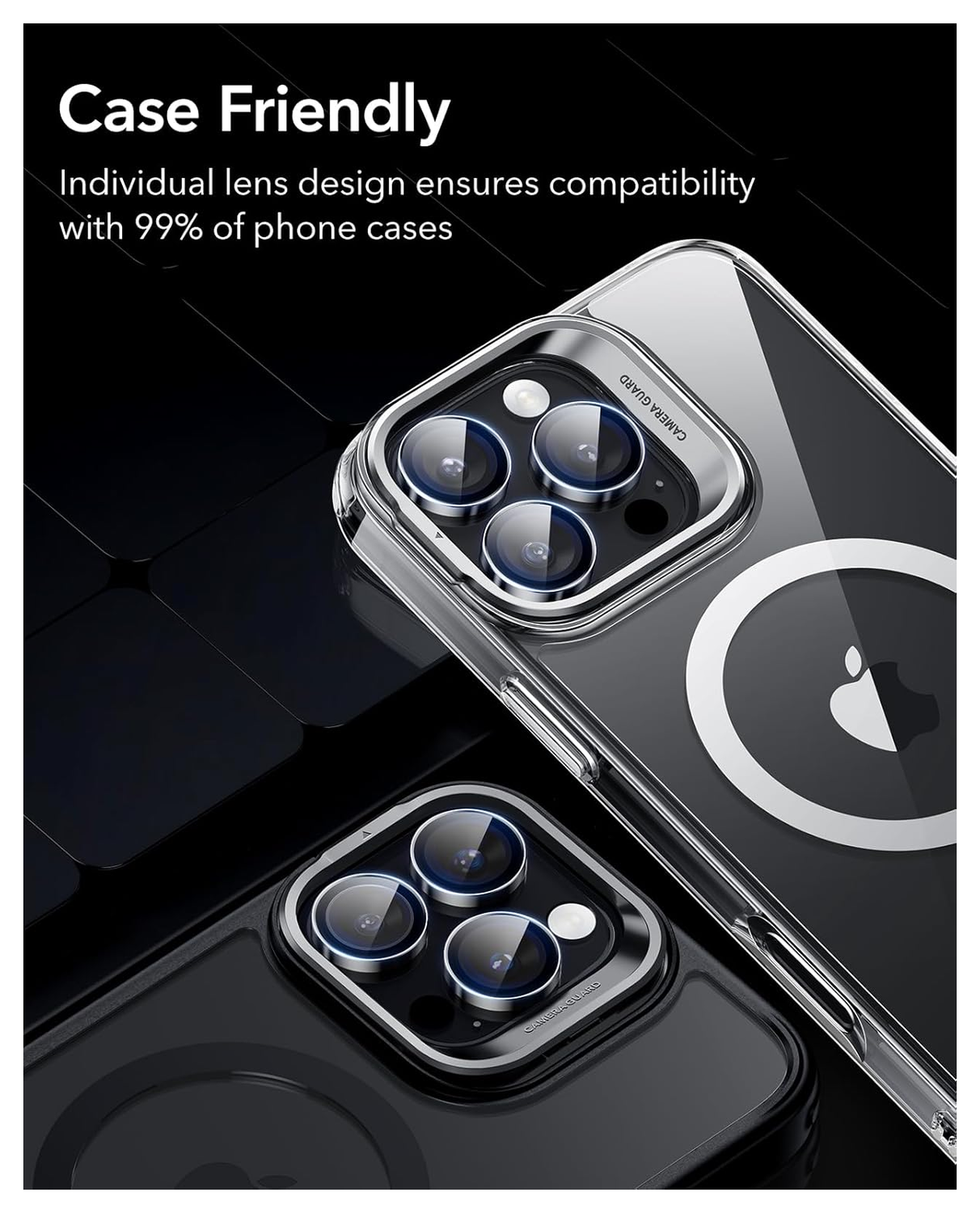 ESR Armorite iPhone 17 Pro (Max)/16 Pro (Max) Camera Lens Protector Zwart 2-Pack afbeelding 5