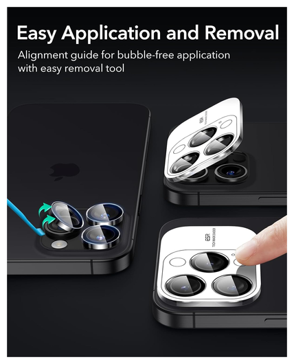 ESR Armorite iPhone 17 Pro (Max)/16 Pro (Max) Camera Lens Protector Zwart 2-Pack afbeelding 3