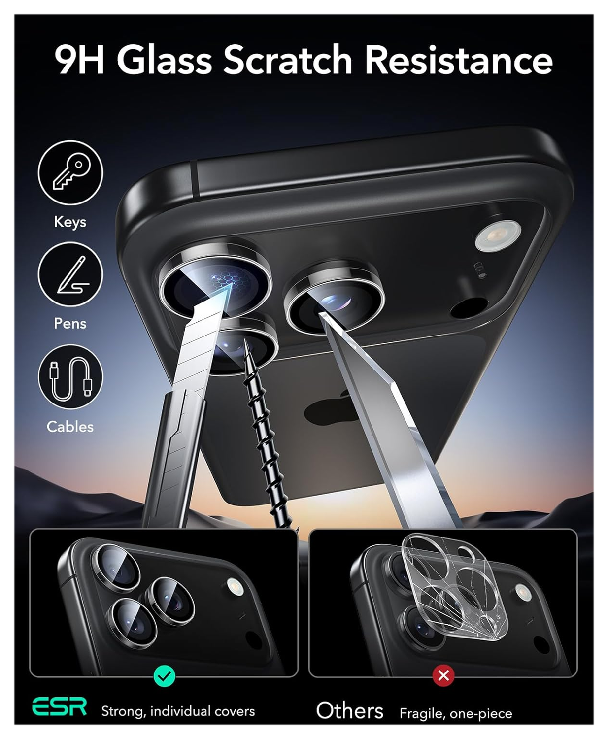 ESR Armorite iPhone 17 Pro (Max)/16 Pro (Max) Camera Lens Protector Transparant afbeelding 3