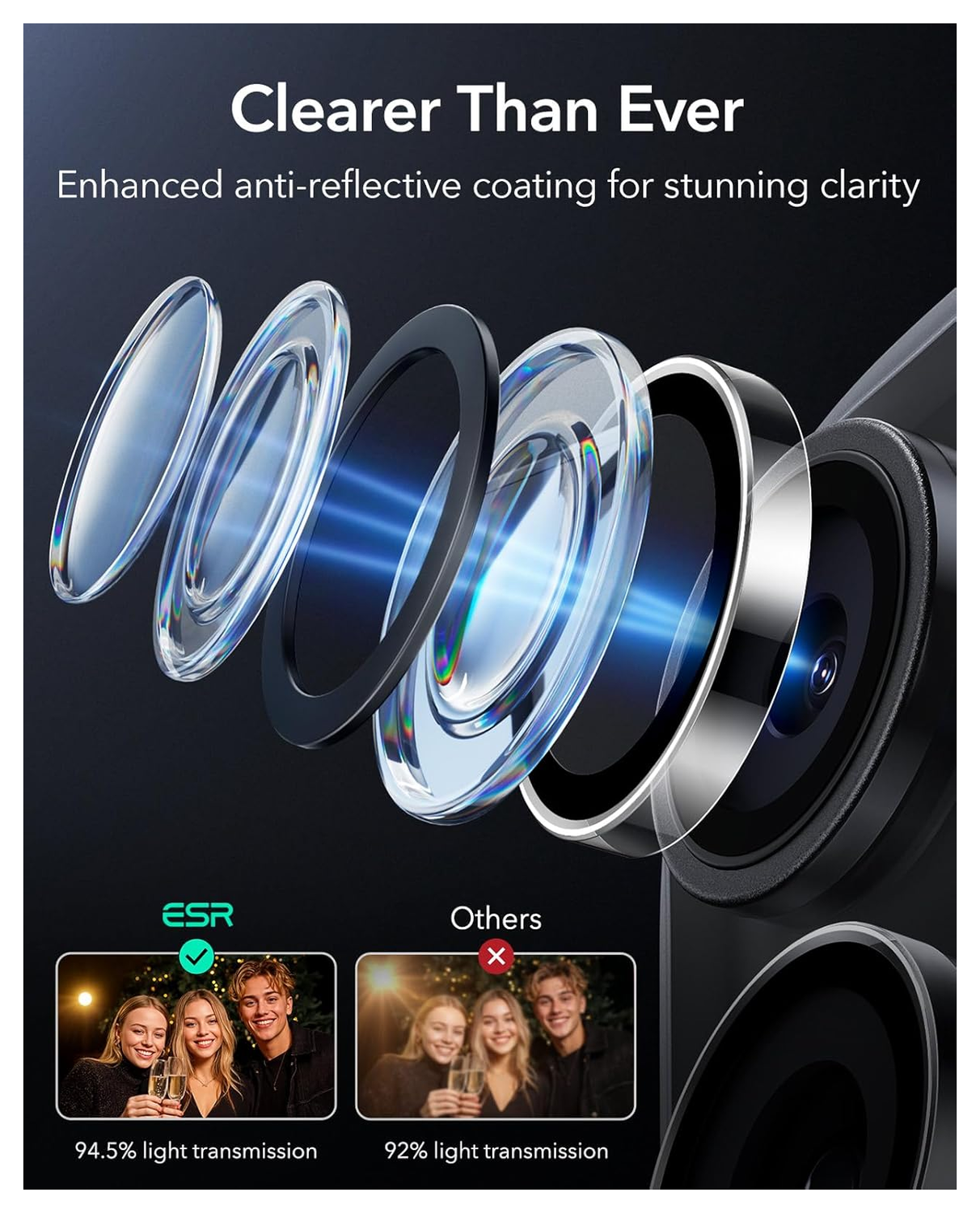 ESR Armorite iPhone 17 Pro (Max)/16 Pro (Max) Camera Lens Protector Transparant afbeelding 7