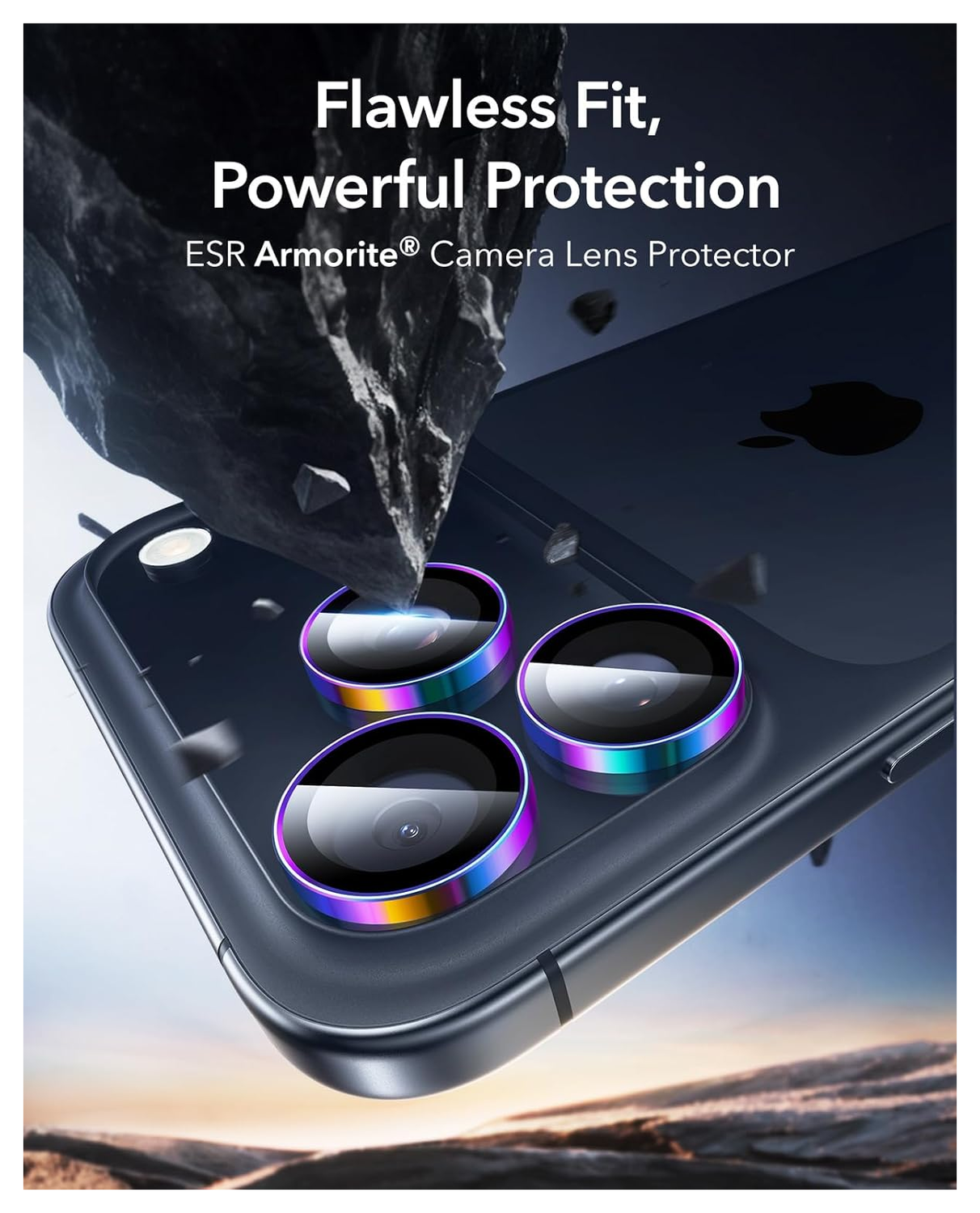 ESR Armorite iPhone 17 Pro (Max)/16 Pro (Max) Camera Lens Protector Chrome afbeelding 2