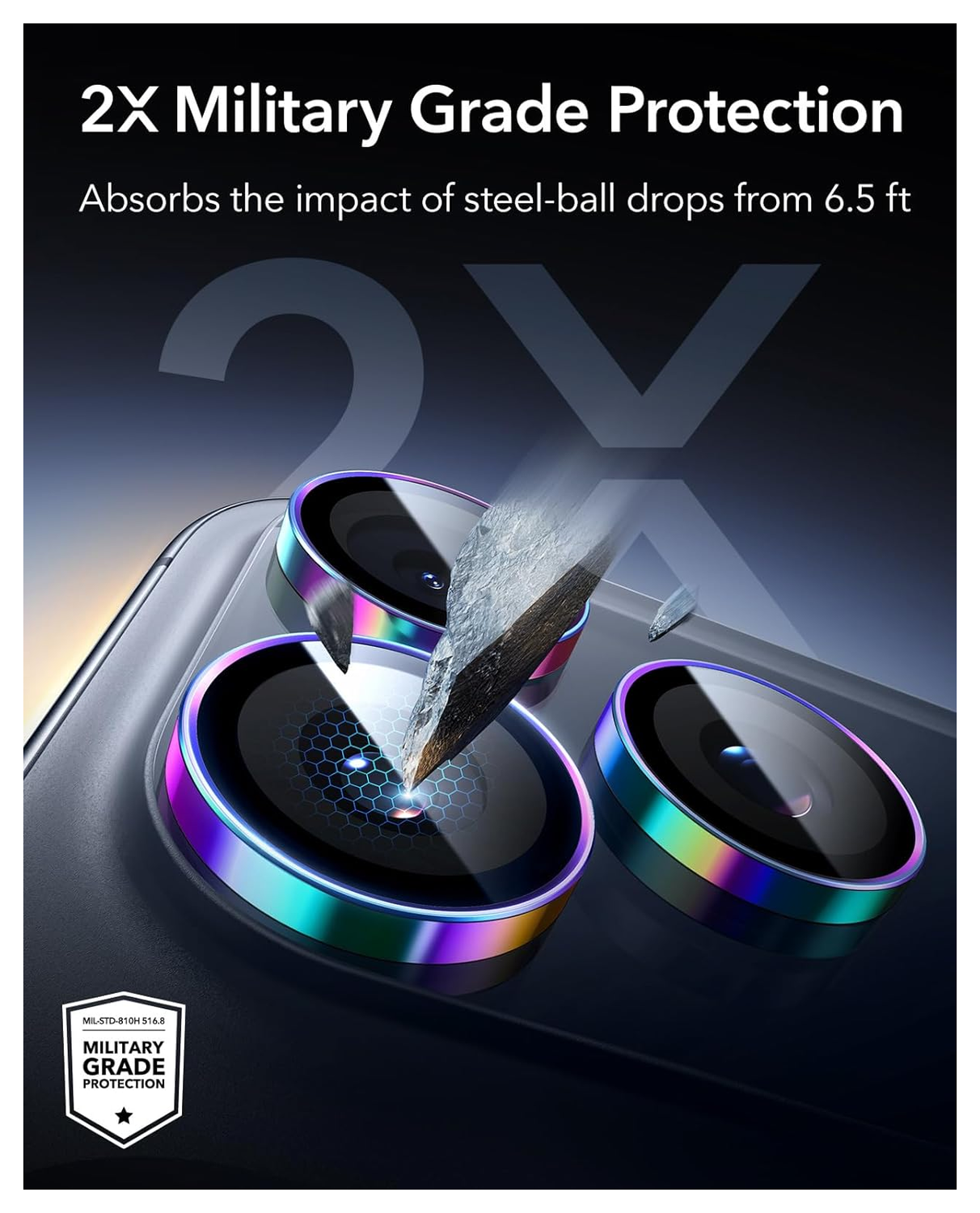 ESR Armorite iPhone 17 Pro (Max)/16 Pro (Max) Camera Lens Protector Chrome afbeelding 4