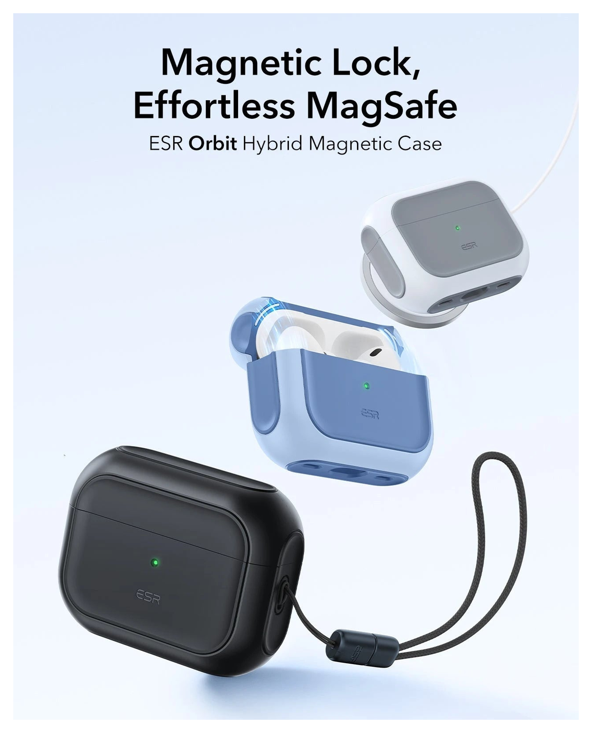 ESR Orbit Hybrid HaloLock Apple AirPods Pro 3 (2025) Hoesje MagSafe Zwart afbeelding 3