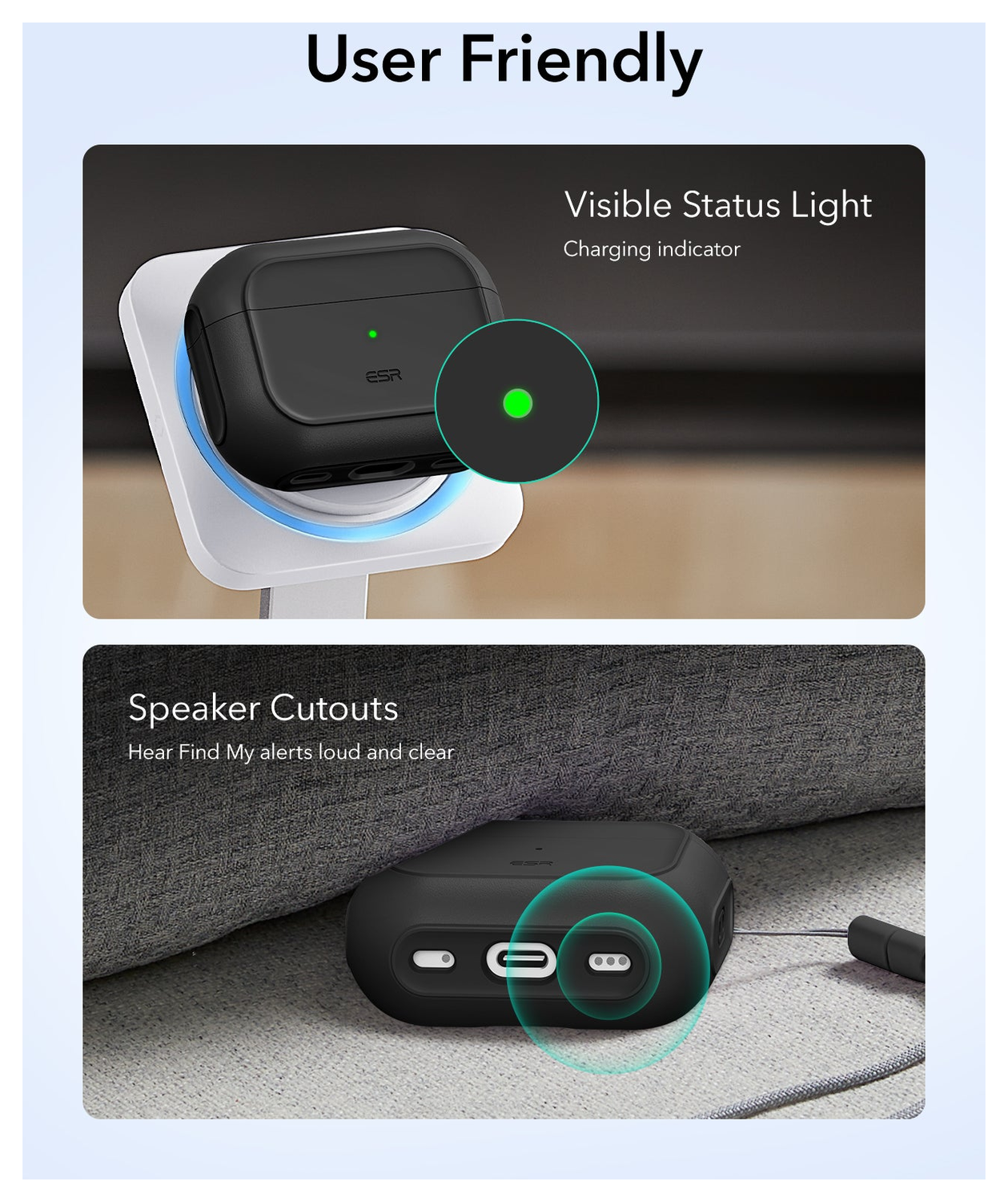 ESR Orbit Hybrid HaloLock Apple AirPods Pro 3 (2025) Hoesje MagSafe Zwart afbeelding 8