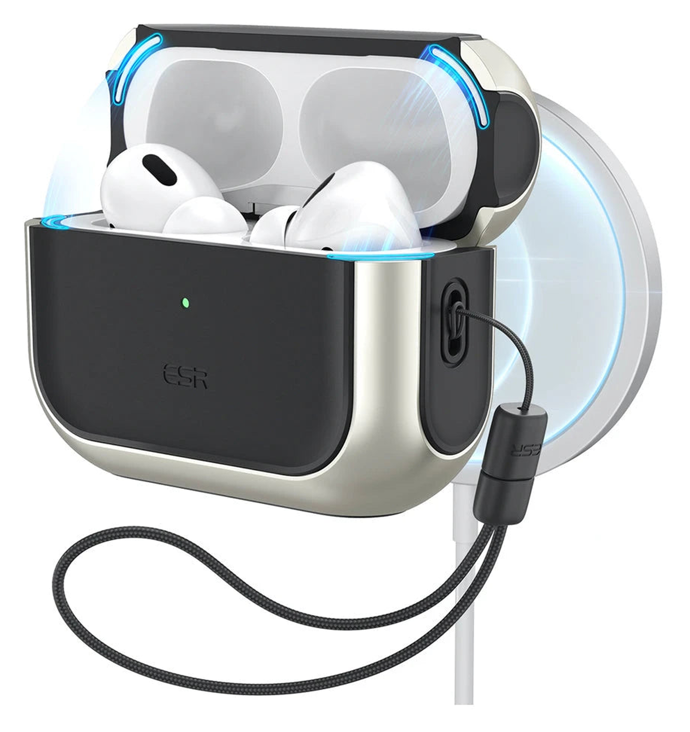 ESR Orbit Hybrid HaloLock Apple AirPods Pro 3 (2025) Hoesje MagSafe Titanium afbeelding 1