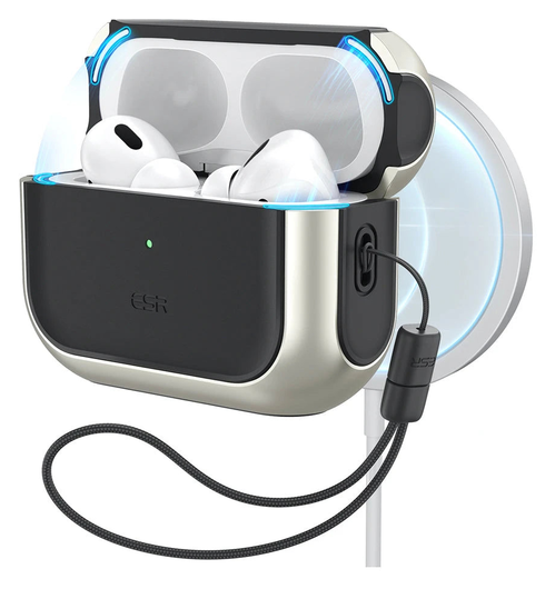 ESR Orbit Hybrid HaloLock Apple AirPods Pro 3 (2025) Hoesje MagSafe Titanium afbeelding 1