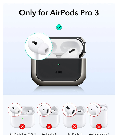 ESR Orbit Hybrid HaloLock Apple AirPods Pro 3 (2025) Hoesje MagSafe Titanium afbeelding 9