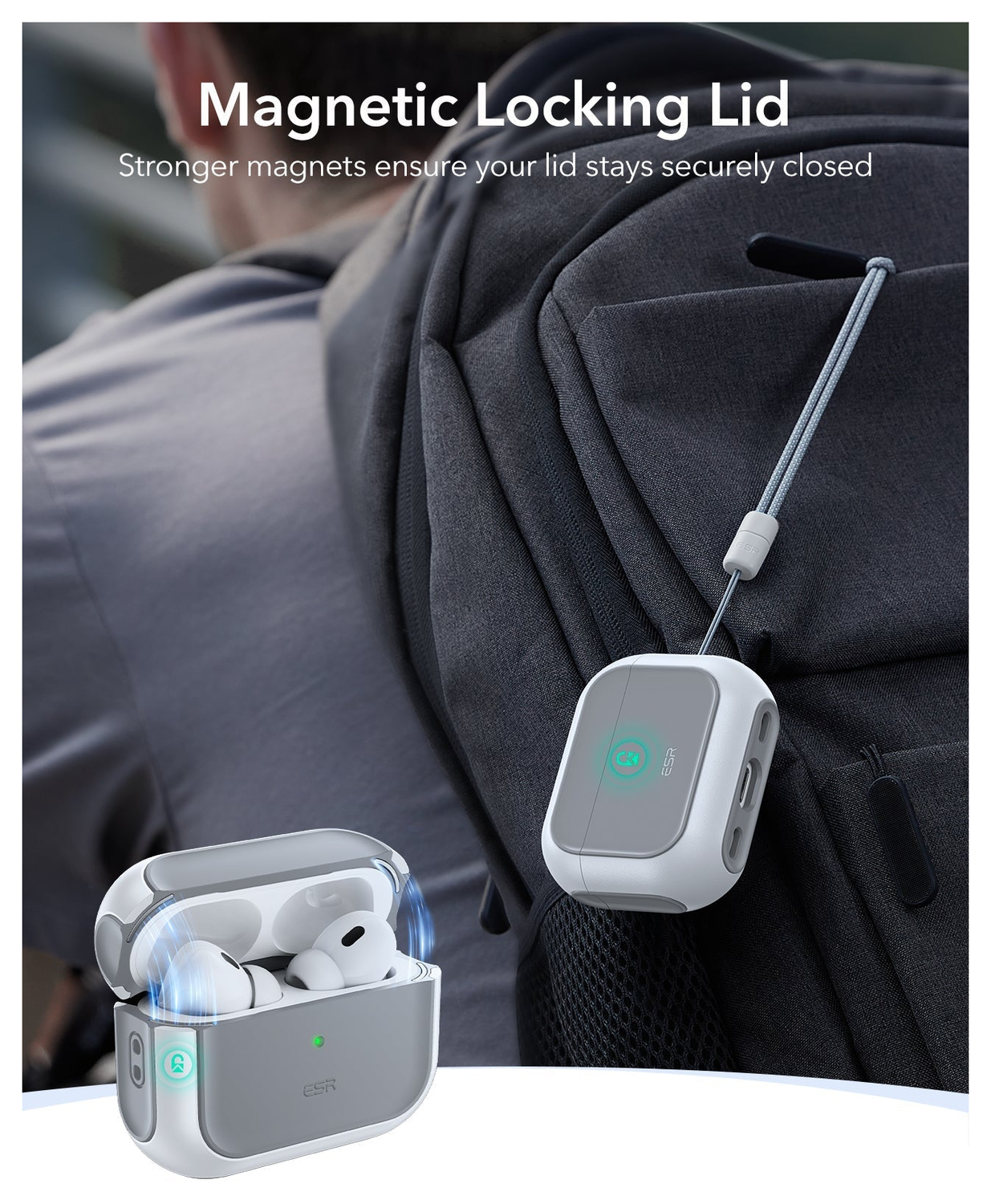 ESR Orbit Hybrid HaloLock Apple AirPods Pro 3 (2025) Hoesje MagSafe Wit afbeelding 5