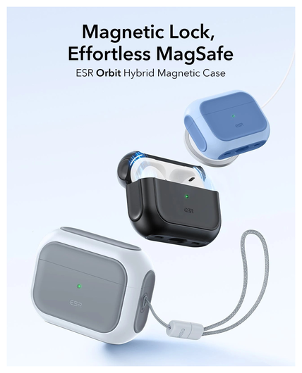ESR Orbit Hybrid HaloLock Apple AirPods Pro 3 (2025) Hoesje MagSafe Wit afbeelding 2