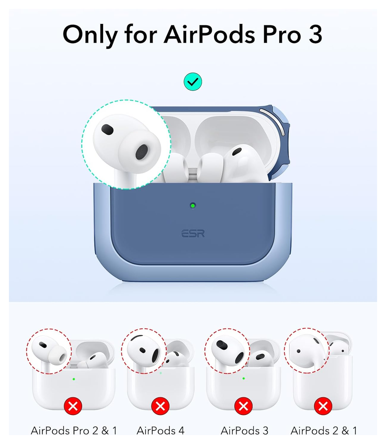 ESR Orbit Hybrid HaloLock Apple AirPods Pro 3 (2025) Hoesje MagSafe Blauw afbeelding 2
