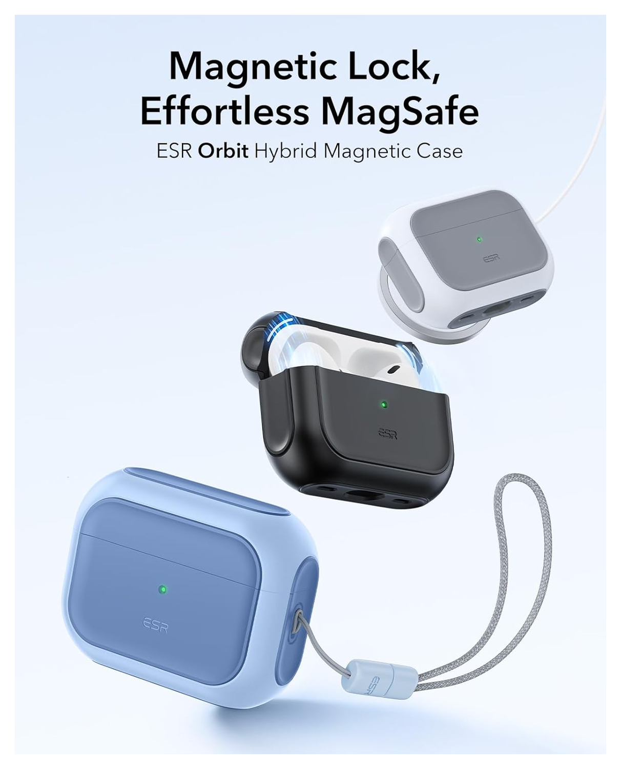 ESR Orbit Hybrid HaloLock Apple AirPods Pro 3 (2025) Hoesje MagSafe Blauw afbeelding 3