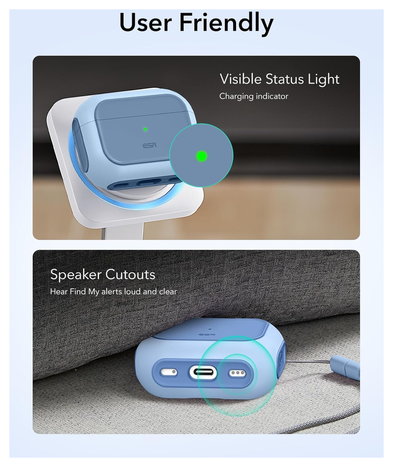 ESR Orbit Hybrid HaloLock Apple AirPods Pro 3 (2025) Hoesje MagSafe Blauw afbeelding 5