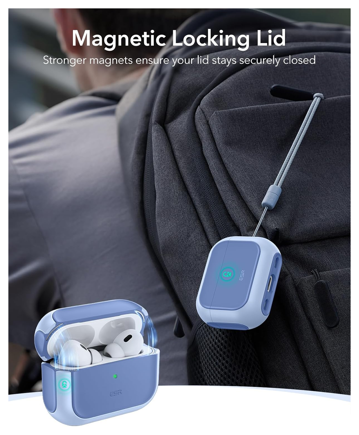 ESR Orbit Hybrid HaloLock Apple AirPods Pro 3 (2025) Hoesje MagSafe Blauw afbeelding 7