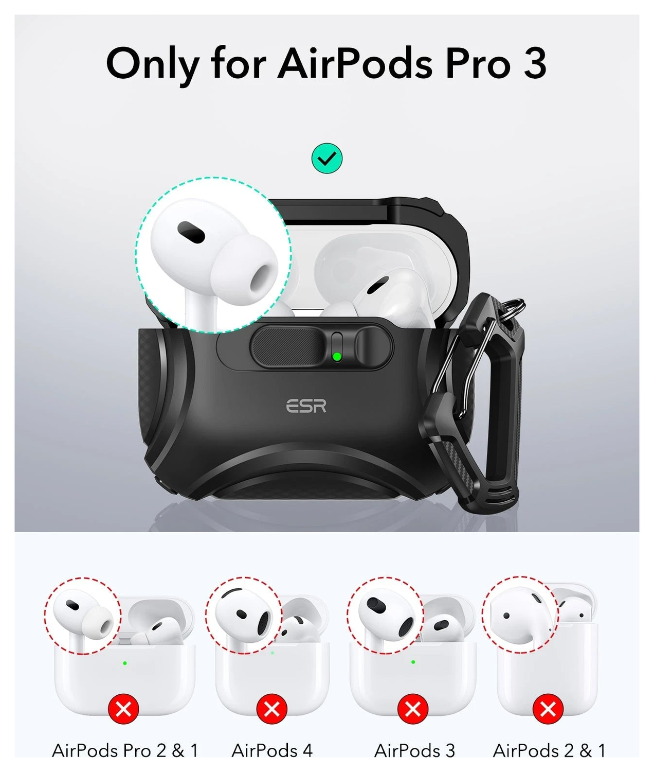 ESR Cyber FlickLock AirPods Pro 3 (2025) Hoesje MagSafe Magsafe Zwart afbeelding 10