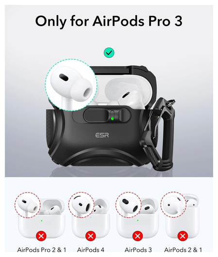 ESR Cyber FlickLock AirPods Pro 3 (2025) Hoesje MagSafe Magsafe Zwart afbeelding 10