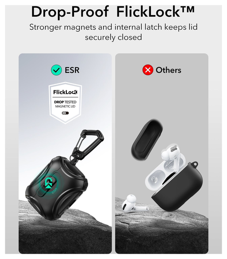 ESR Cyber FlickLock AirPods Pro 3 (2025) Hoesje MagSafe Magsafe Zwart afbeelding 3