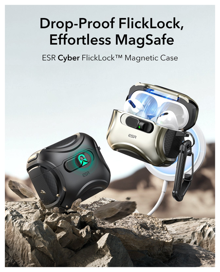 ESR Cyber FlickLock AirPods Pro 3 (2025) Hoesje MagSafe Titanium afbeelding 2