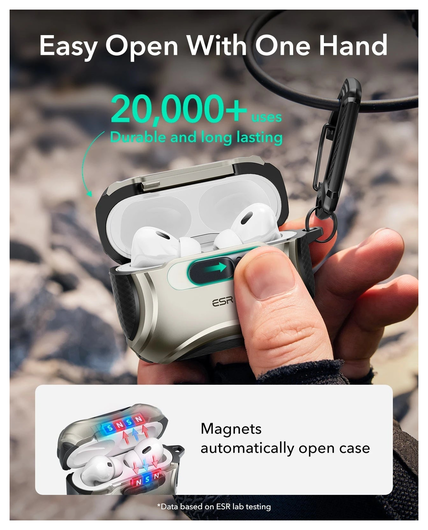 ESR Cyber FlickLock AirPods Pro 3 (2025) Hoesje MagSafe Titanium afbeelding 4
