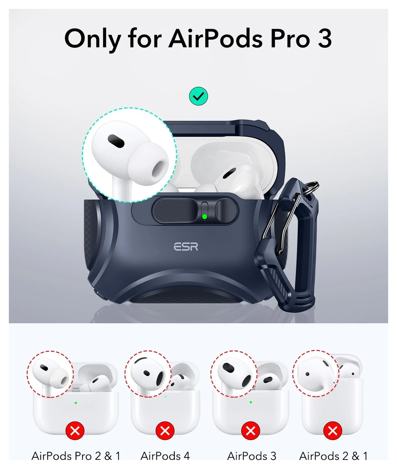 ESR Cyber FlickLock AirPods Pro 3 (2025) Hoesje MagSafe Blauw afbeelding 10