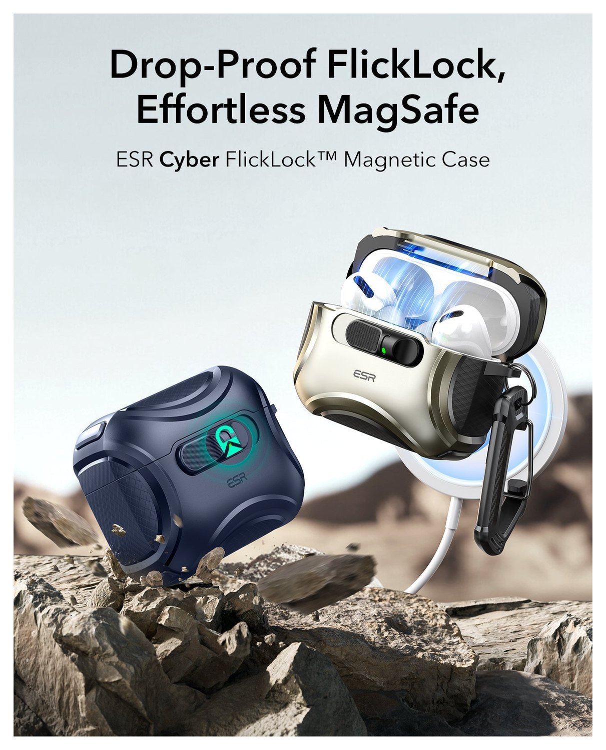 ESR Cyber FlickLock AirPods Pro 3 (2025) Hoesje MagSafe Blauw afbeelding 2