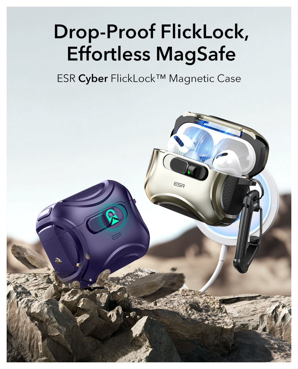 ESR Cyber FlickLock AirPods Pro 3 (2025) Hoesje MagSafe Paars afbeelding 2