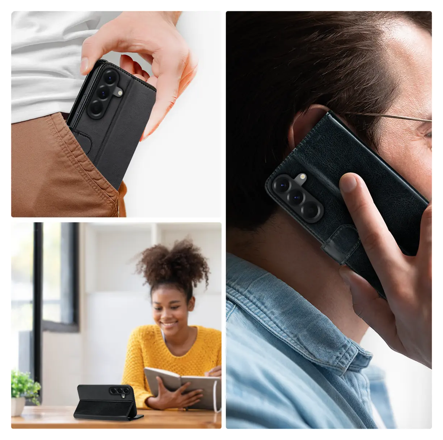 Rosso Element Samsung Galaxy A17 Hoesje Book Case Wallet Zwart afbeelding 3