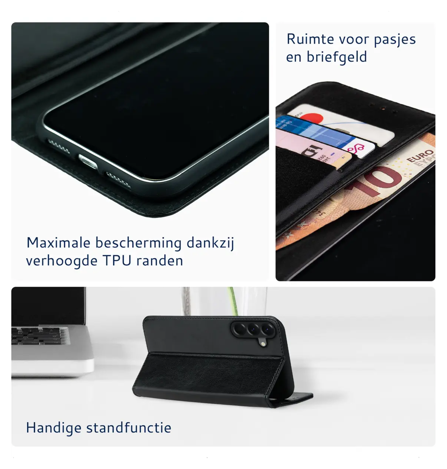 Rosso Element Samsung Galaxy A17 Hoesje Book Case Wallet Zwart afbeelding 5