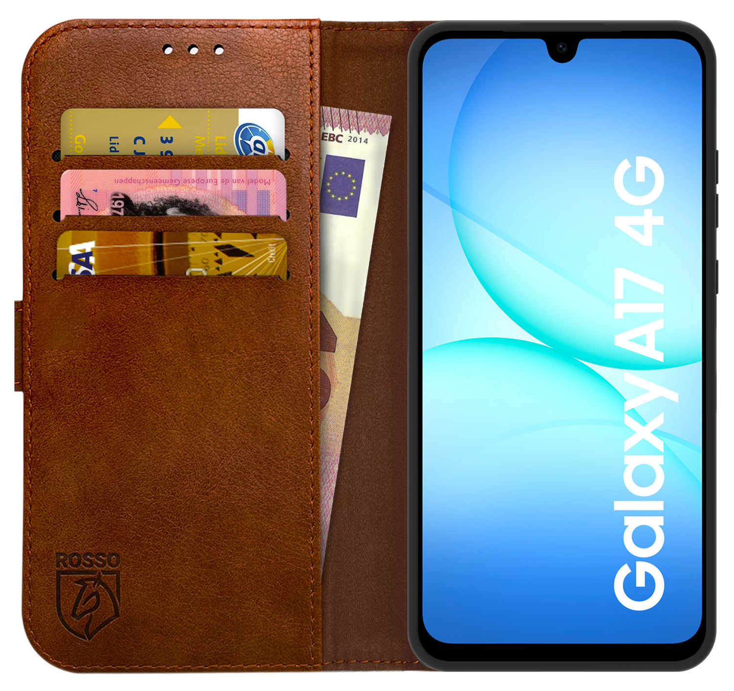 Rosso Element Samsung Galaxy A17 Hoesje Book Case Wallet Bruin afbeelding 1