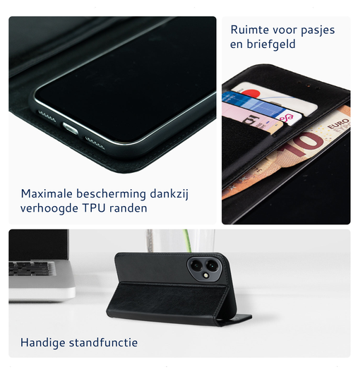 Rosso Element Honor 400 Hoesje Book Case Wallet Zwart afbeelding 3