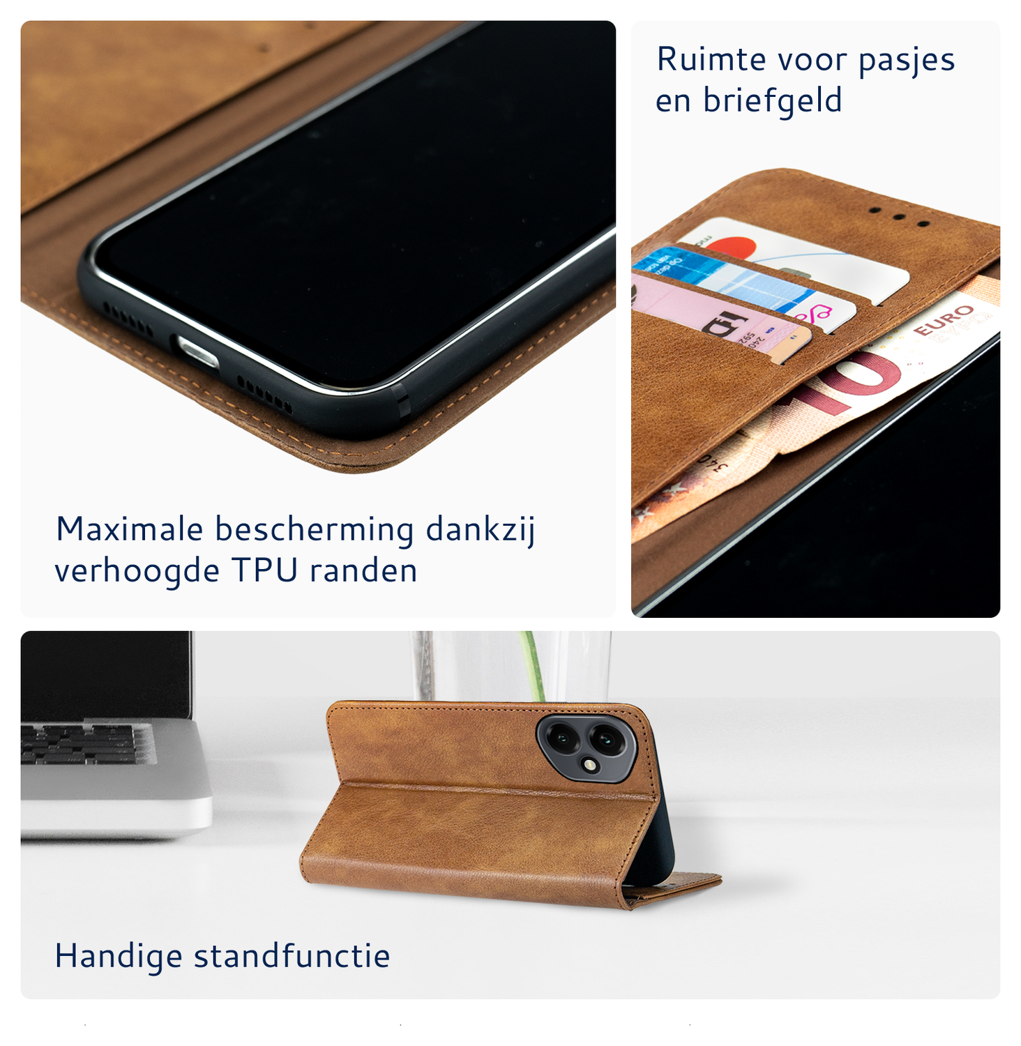 Rosso Element Honor 400 Hoesje Book Case Wallet Bruin afbeelding 3