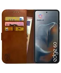 Rosso Element Motorola Edge 60 Hoesje Book Case Wallet Bruin afbeelding