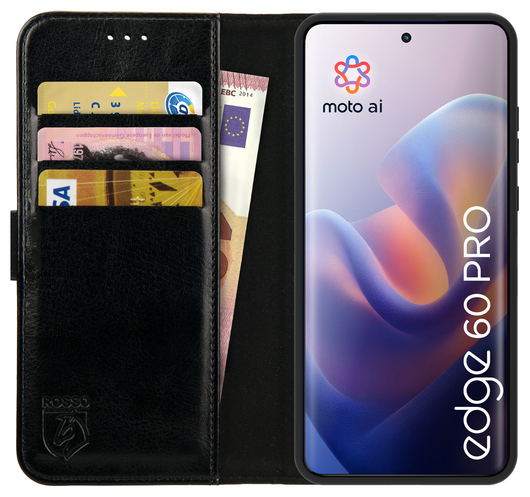 Rosso Element Motorola Edge 60 Pro Hoesje Book Case Wallet Zwart afbeelding 1
