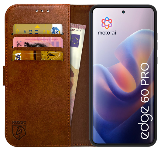 Rosso Element Motorola Edge 60 Pro Hoesje Book Case Wallet Bruin afbeelding 1
