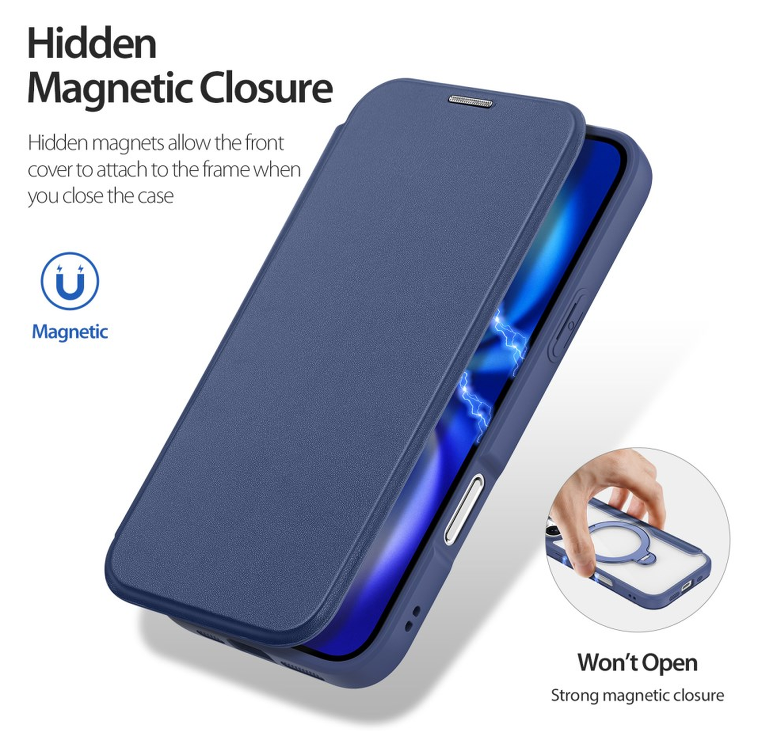 Dux Ducis Skin X Pro Apple iPhone 17 Hoesje MagSafe Book Case Blauw afbeelding 8