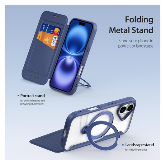 Dux Ducis Skin X Pro Apple iPhone 17 Hoesje MagSafe Book Case Blauw afbeelding 6