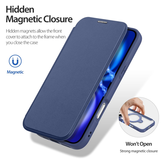 Dux Ducis Skin X Pro Apple iPhone 17 Hoesje MagSafe Book Case Blauw afbeelding 8
