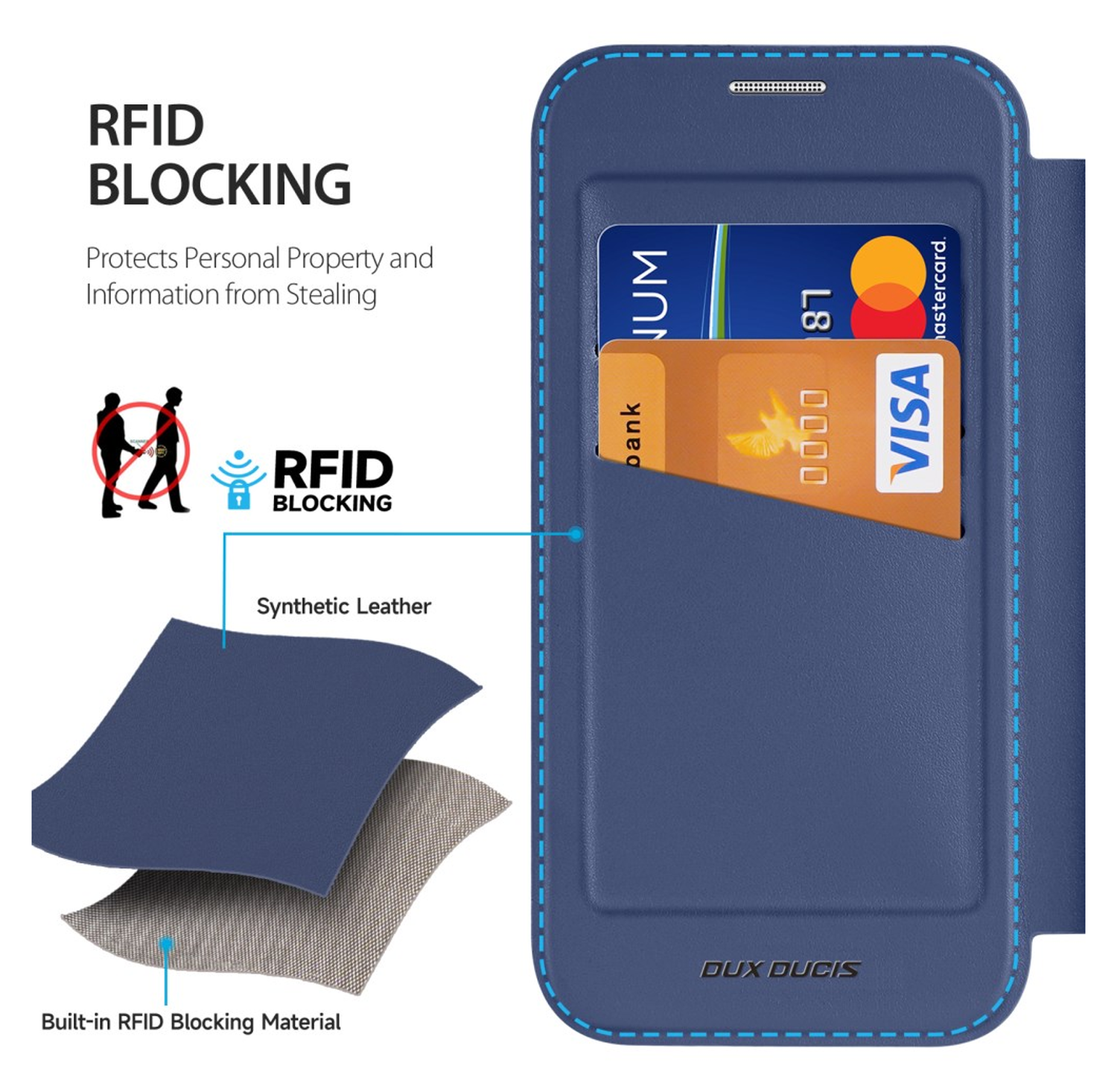 Dux Ducis Skin X Pro Apple iPhone 17 Pro Hoesje MagSafe RFID Book Case Blauw afbeelding 4
