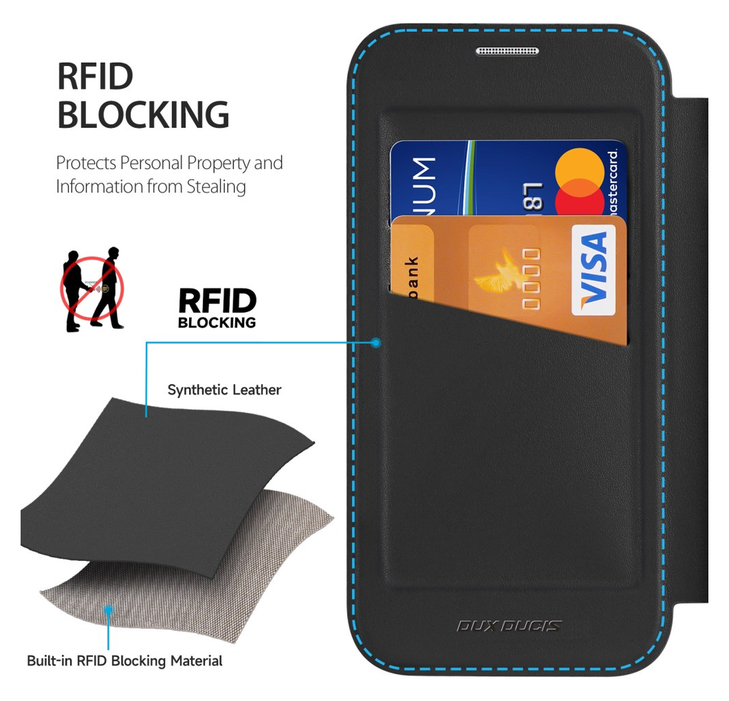 Dux Ducis Skin X Pro iPhone 17 Pro Max Hoesje MagSafe RFID Book Case Zwart afbeelding 4