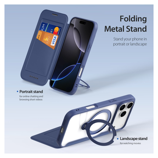 Dux Ducis Skin X Pro iPhone 17 Pro Max Hoesje MagSafe RFID Book Case Blauw afbeelding 5