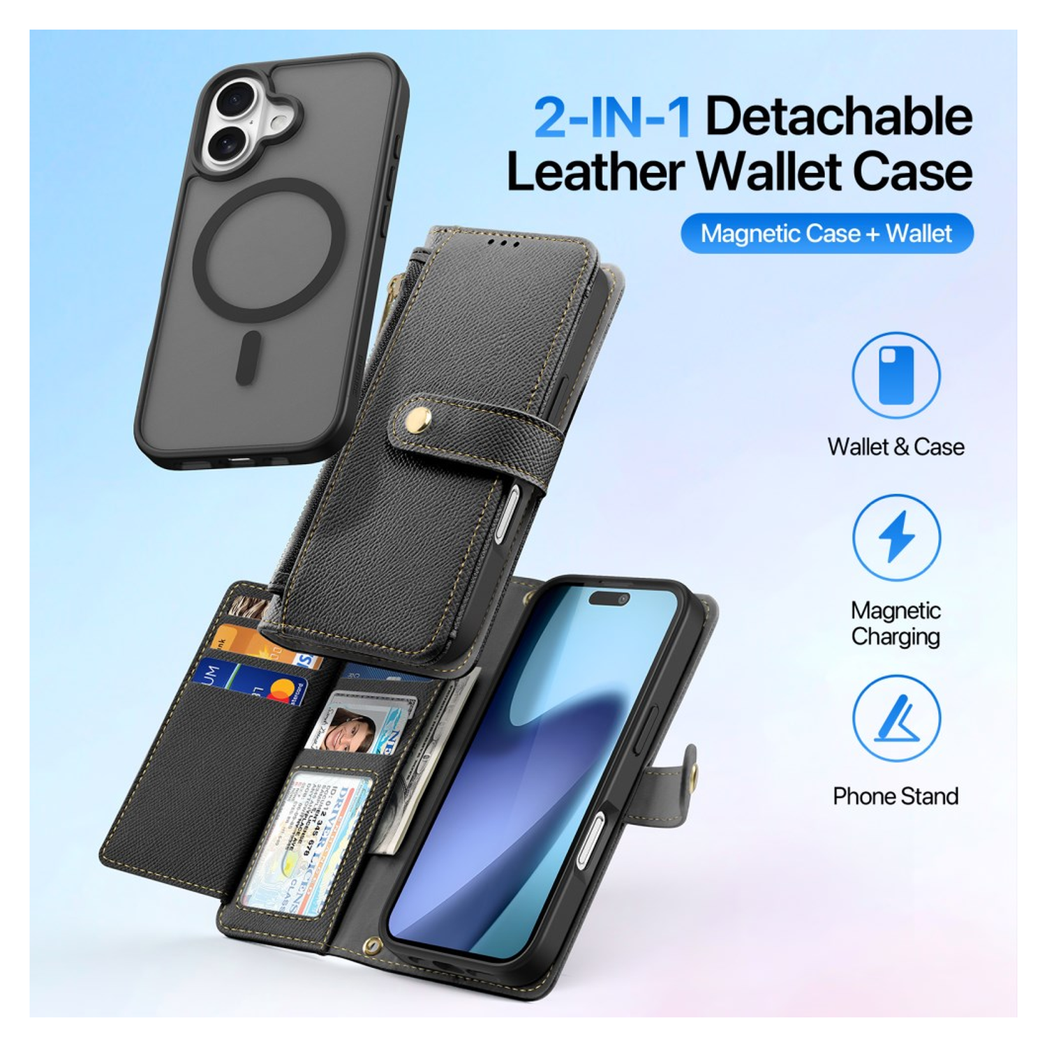 Dux Ducis Lawa Apple iPhone 17 Hoesje 2-in-1 Wallet Book Case MagSafe Zwart afbeelding 3
