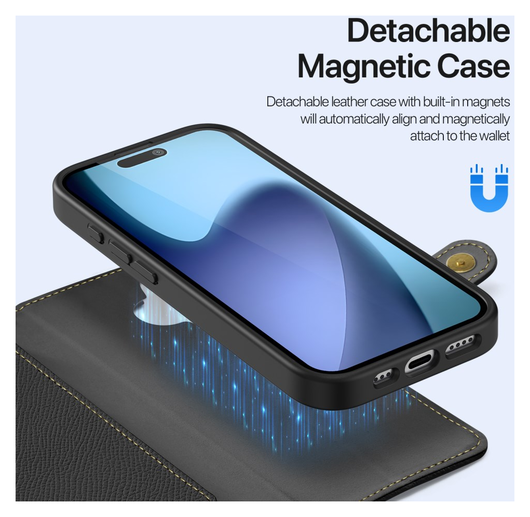 Dux Ducis Lawa Apple iPhone 17 Hoesje 2-in-1 Wallet Book Case MagSafe Zwart afbeelding 5