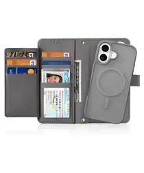 Dux Ducis Lawa Apple iPhone 17 Hoesje 2-in-1 Wallet Book Case MagSafe Grijs afbeelding