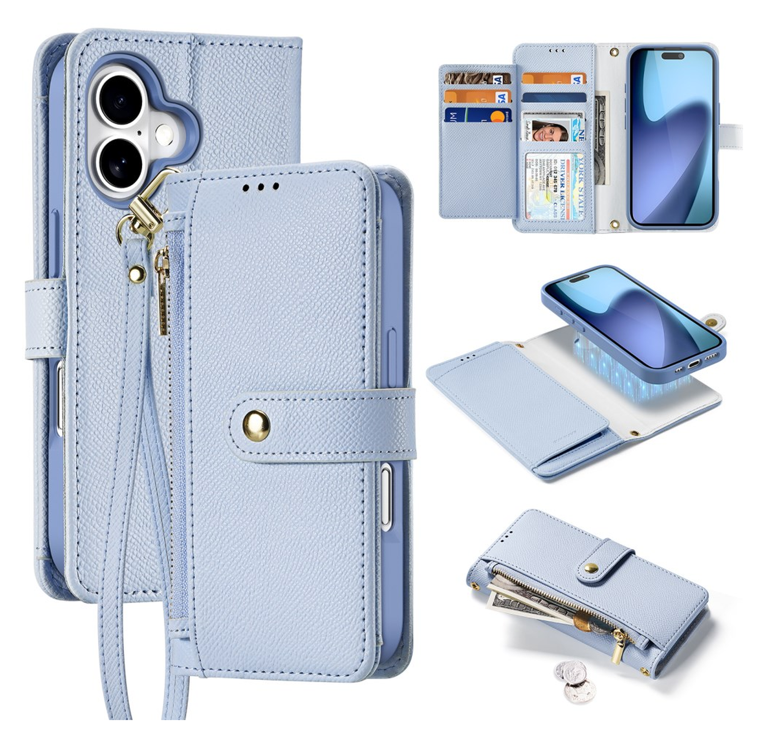 Dux Ducis Lawa Apple iPhone 17 Hoesje 2-in-1 Wallet Book Case MagSafe Blauw afbeelding 2